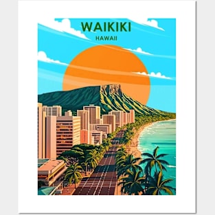 Waikiki Honolulu Hawaii Travel and Tourism Advertising Print Posters and Art